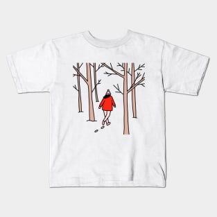 Walk Through the Snowy Woods Kids T-Shirt